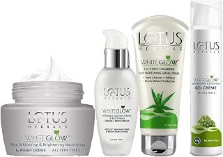 Lotus Herbals WG Bigger Gel Cream_75g + Night Cream_60g + Facial Foam_100g + Serum+Moisturiser_30ml ( Set Of 4 )