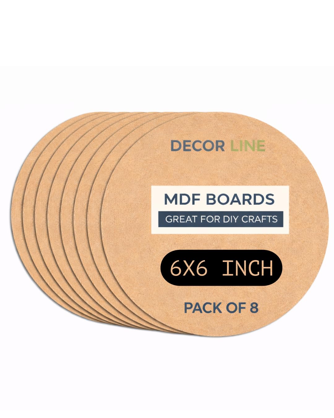 DECOR LINE 3.3mm Thick MDF Board Cutouts for Art & Craft | Premium MDF Sheets for Lippan Art, Mandala, Resin, Painting & DIY Wall Decor | Smooth Surface, Durable & Ready to Use (Multiple Sizes & Designs) (8, Round 6x6)-image-24