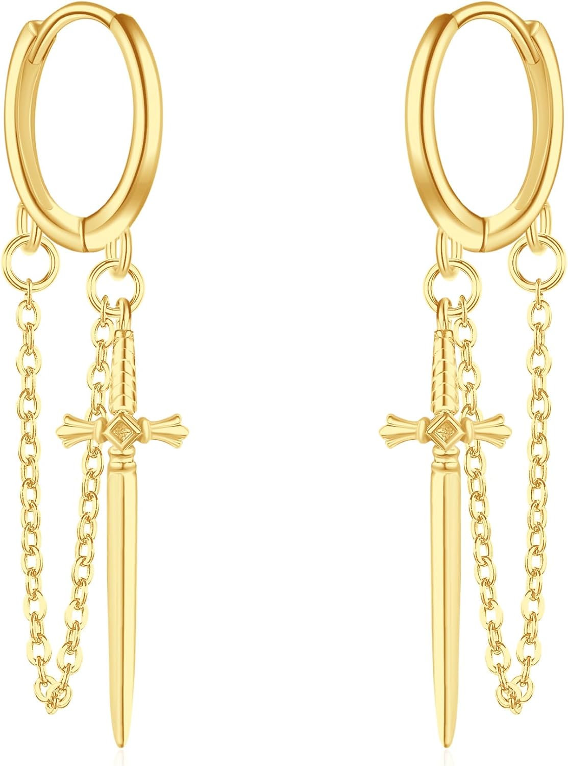 Sword Earrings Sterling Silver Sword Dangle Hoop Earrings for Women Gothic Tassel Earrings Jewelry