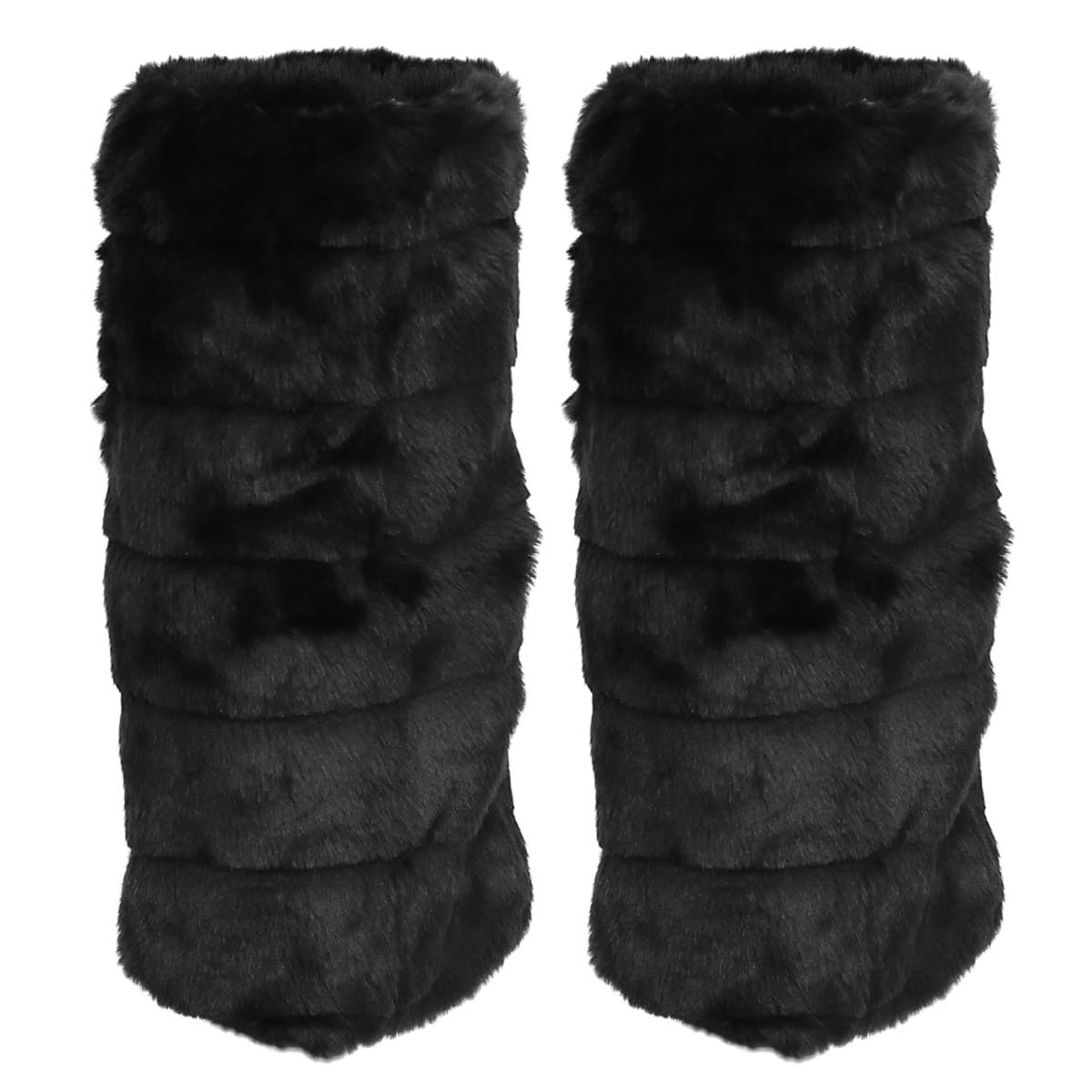 Scaldamuscoli Lunghi Donna Nero 30cm in Pelo Sintetico di Coniglio 1 Paio | Ragazze e Donne, Stile Adorabile e Delicato sulla Pelle, per Clima Freddo, Calzata Morbida e Confortevole