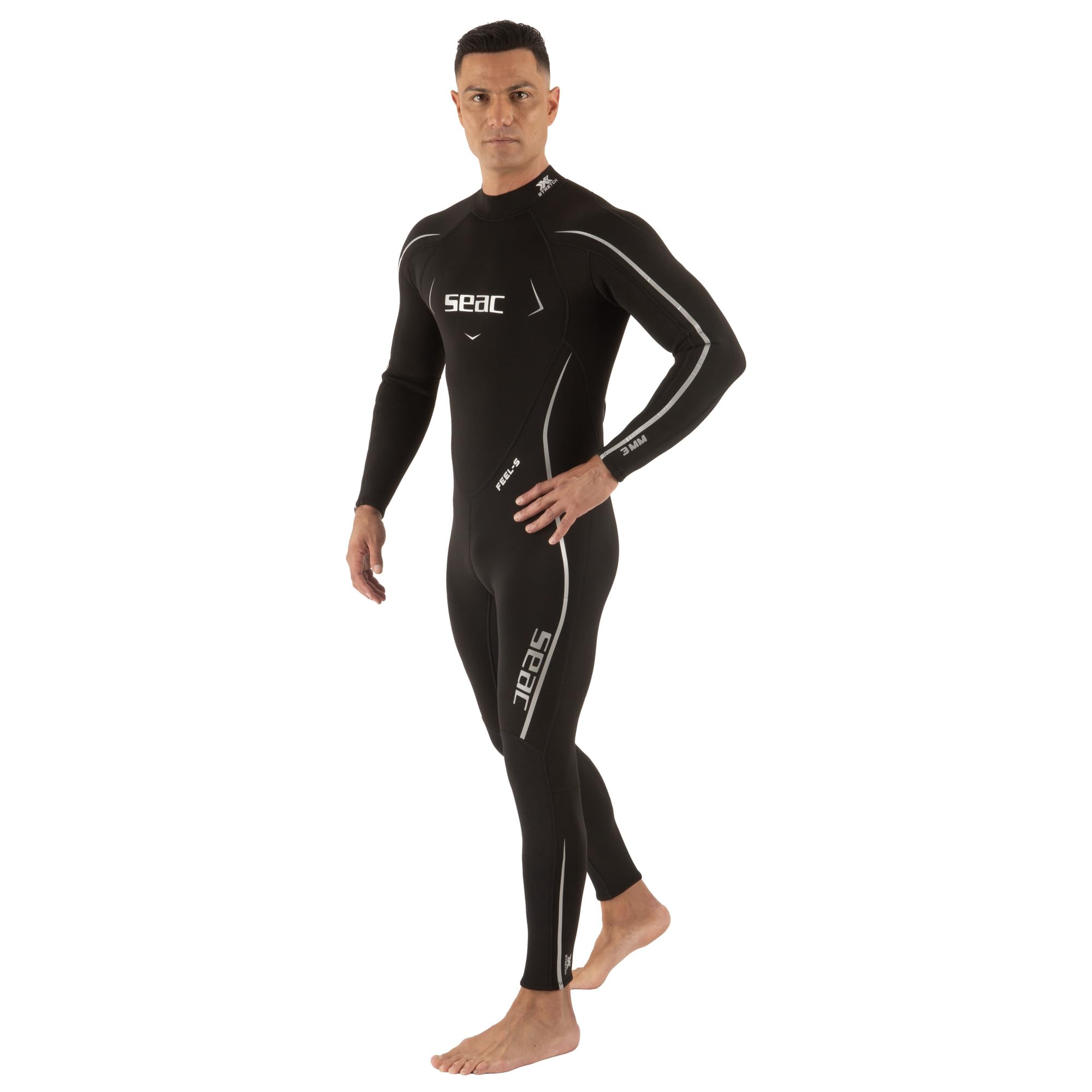 SEAC Feel-S Man 3mm – Muta da uomo in neoprene UltraStretch 3 mm, con cerniera posteriore YKK, cuciture Flatlock e ginocchiere rinforzate – Muta sub, snorkeling e freediving