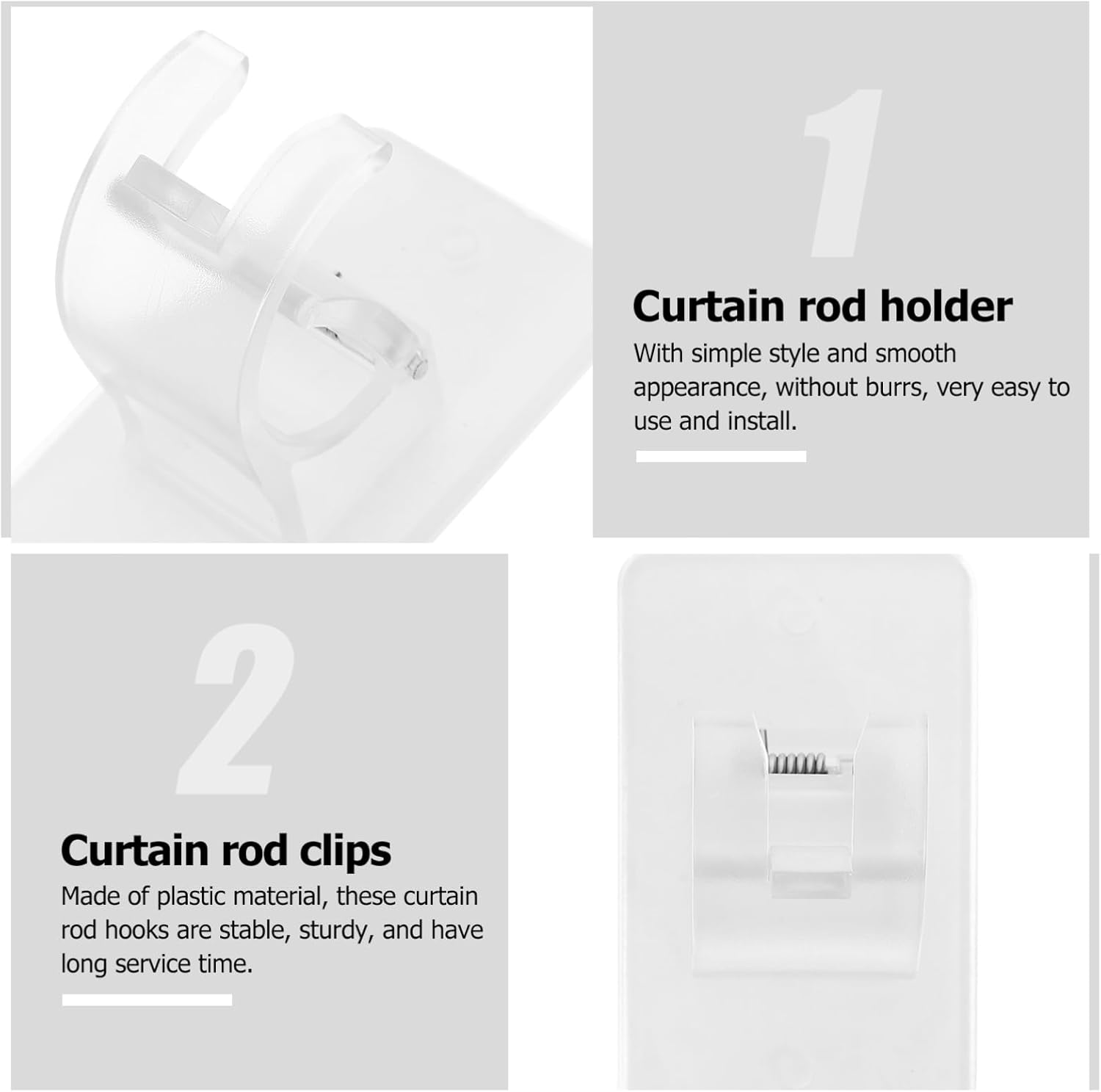 Ciieeo 4sets Self Adhesive Curtain Rod Holders Heavy Duty Drapery Hooks for Easy Installation No Drilling Required for Home Decoration Bedroom and Office 4pcs*4