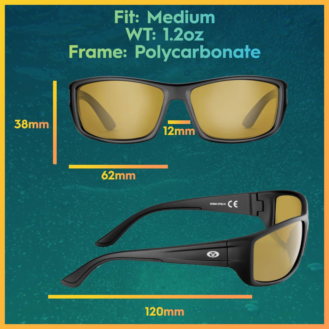 Flying Fisherman 4002798-SSI Buchanan Black w/Yellow Amber Sonnenbrille – mehrfarbig, N/A