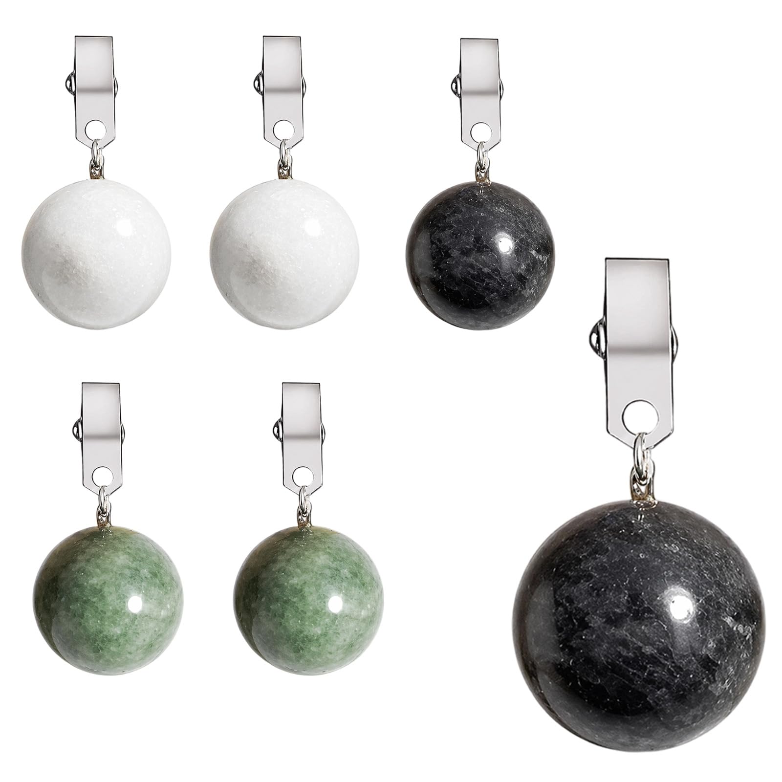 6Pcs Snap-On Curtain Drops, Natural Pebble Weights No-Sew Hem Clips