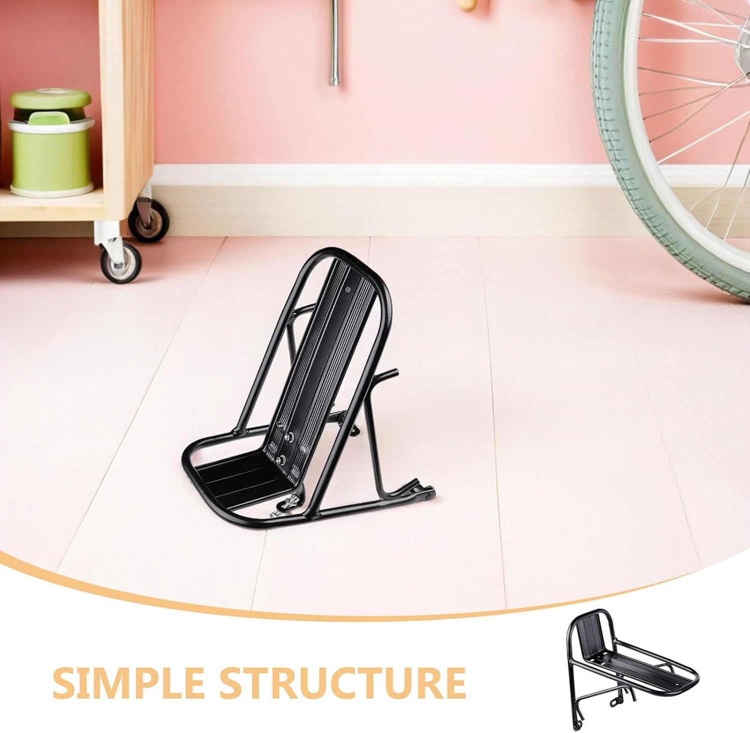 2pcs Bike Front Rack Heavy Duty Steel Front Bicycle Cargo Carrier 11lb Load Capacity Dark Color Mountain Bicycle Pannier Rack for Touring Camping