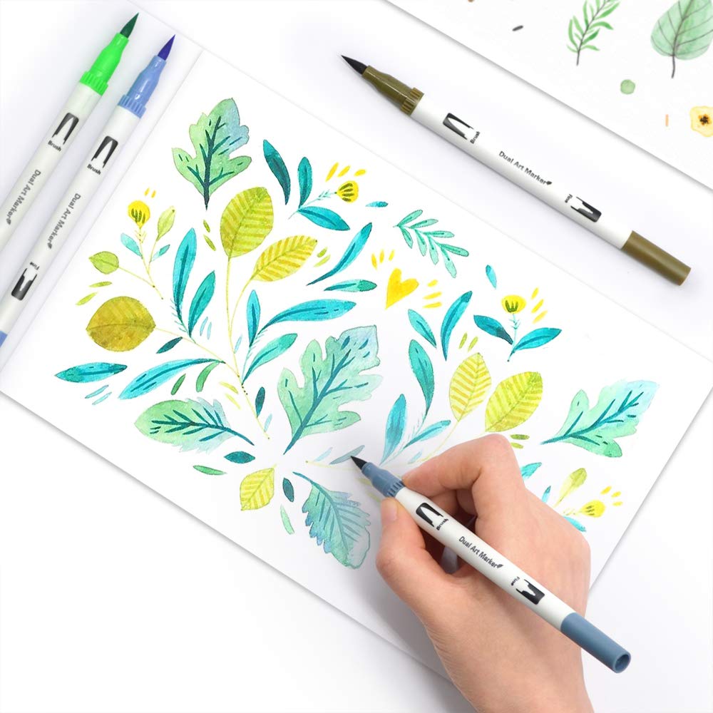 Swemos Penne A Doppia Punta Pennello E Fine Liner – Set 72 Colori Vivaci, Inchiostro A Base D'Acqua