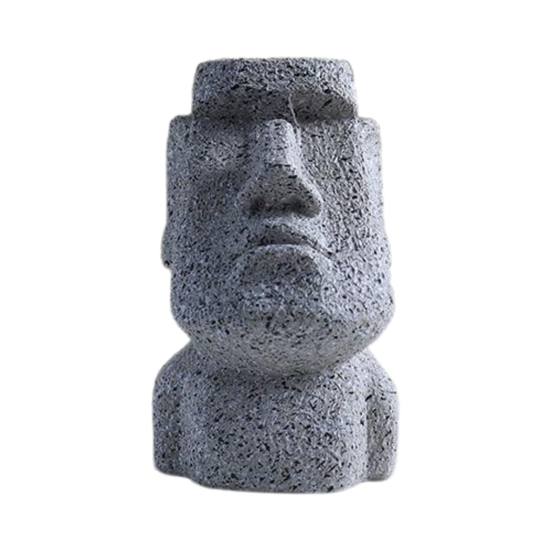 Eyeglasses Holder Stand - Easter Island Moai Statue Design, Resin Glasses Display for Desk, Sunglasses Organizer, Unique Home Office Decor, Gift Idea for Eyewear Lovers (Rock Grey)