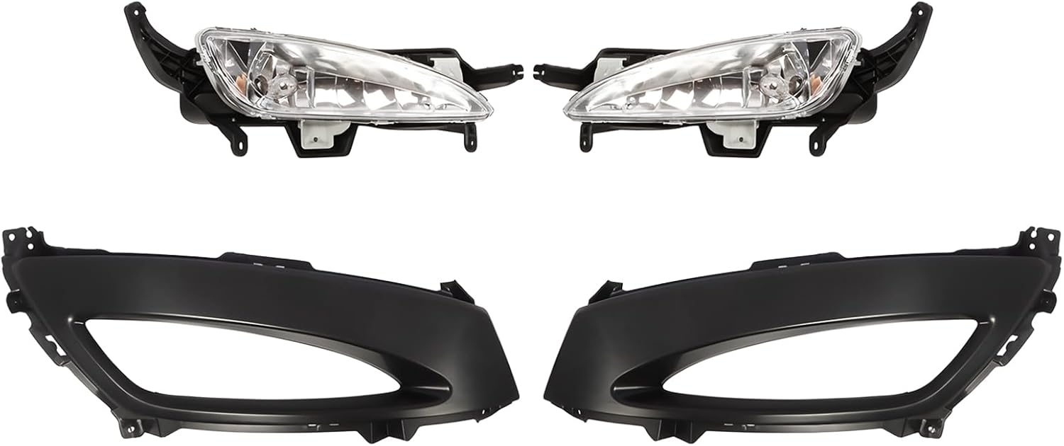 Front Fog Light Assembly Compatible with Optima 2011 2012 2013 Bumper Fog Lamps w/Bezels Set 922012T010