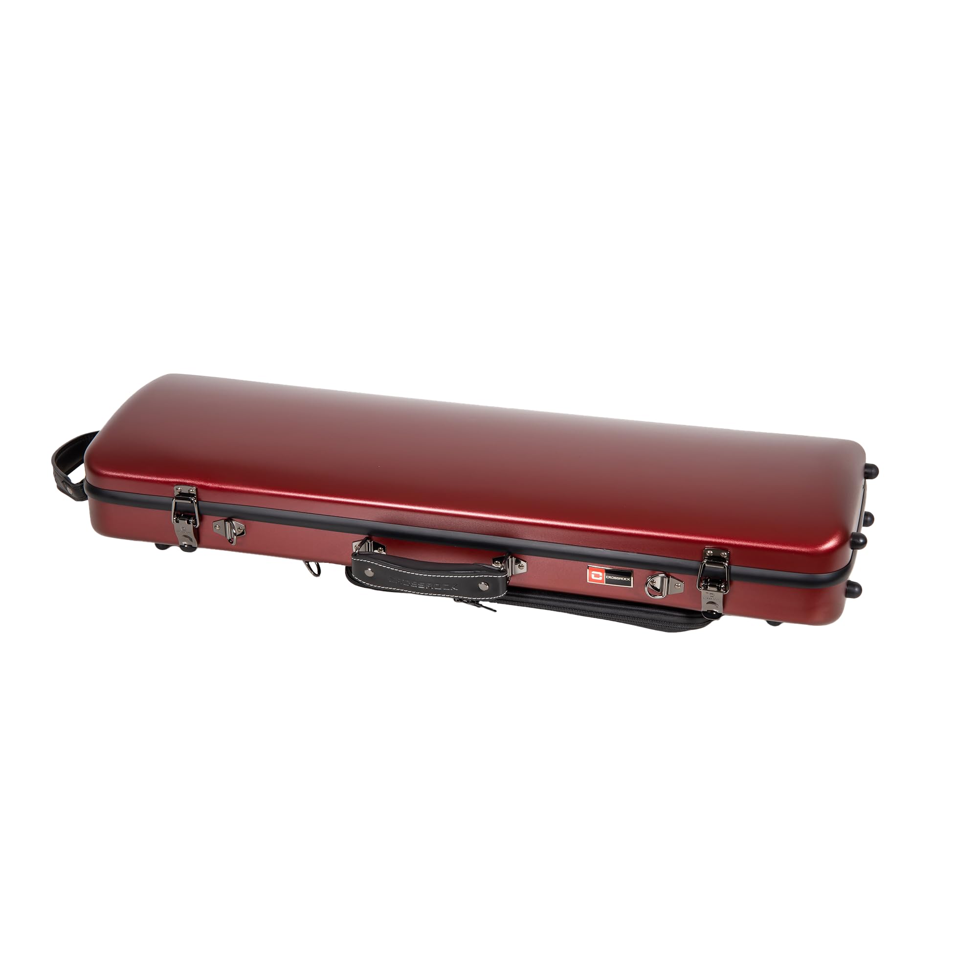 Crossrock Estuche Rectangular de policarbonato para violín 4/4 de tamaño Completo, Acabado Rojo Mate, higrómetro, Bolsa de música, Almacenamiento de Accesorios, Carcasa Dura Ligera, Color Rojo