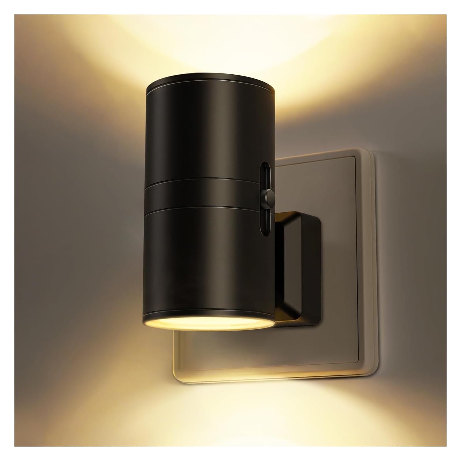 Luci da parete , Luce notturna a LED con spina, lampada da parete sensore crepuscolare e alba, 3000K, 0-100LM, luce dimmerabile regolabile for corridoio, camera letto, scale(Warm-Black 1 PCS,US Plug)