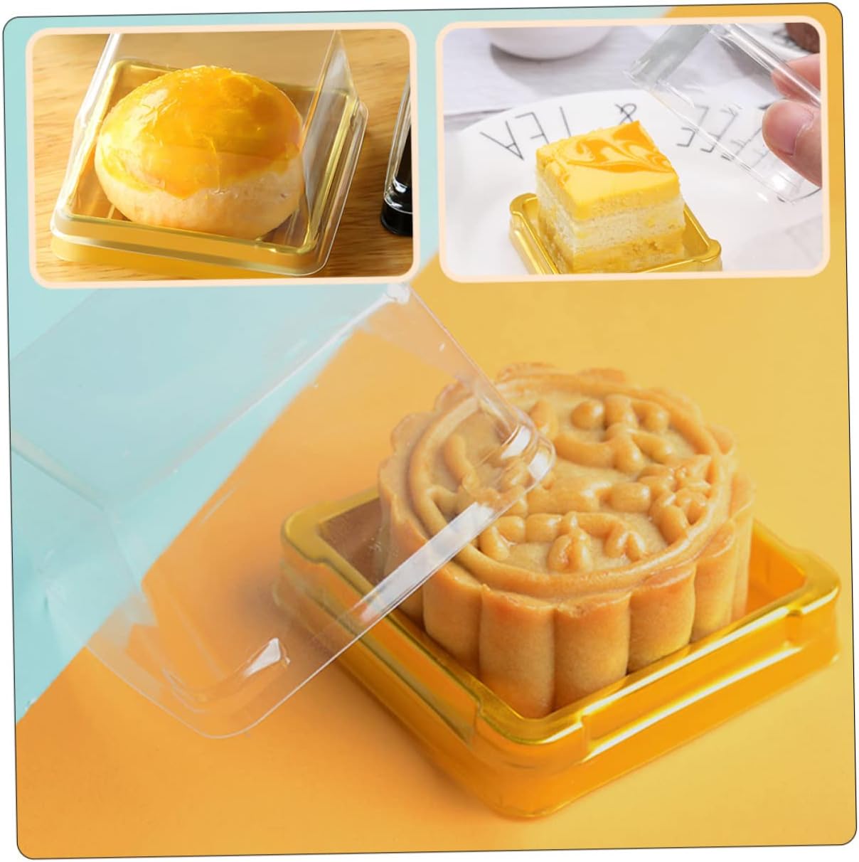 150pcs Moon Cake Plastic Boxes Transparent Dessert Trays for Cakes and Pastries Packaging Containers for Cookies Cupcakes and Biscuits