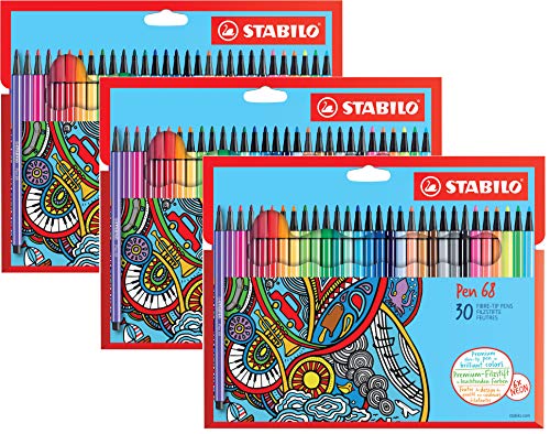 STABILO Premium-Filzstift Pen 68-3X 30er Pack - mit 30 (3 Sets)