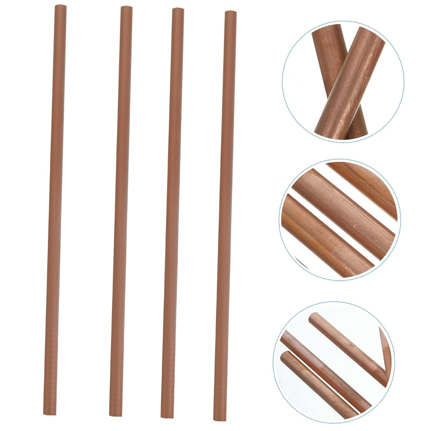 4pcs Copper Round Rods Diameter Lathe Rods Smooth Surface for Craft Making