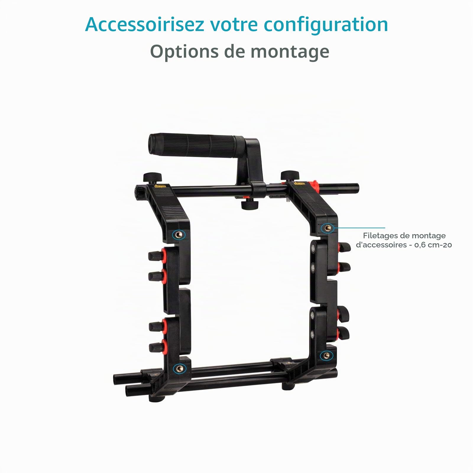 FC-02 Kit épaulière avec Matte Box et Cage pour DSLR | Cage 9-6" avec poignées réglables, 2 porte-filtres 4x4 rotatifs, compatible avec objectifs jusqu'à 95 mm