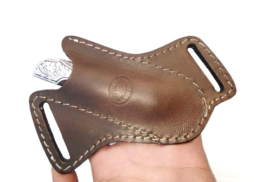 Ottoza Handmade Leather Knife Sheath Cross Draw Knife Sheath 5" Folding