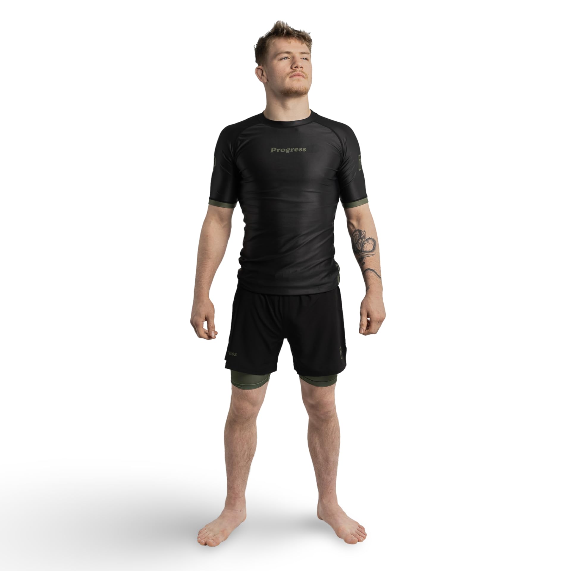 Progress Jiu Jitsu Academy - Rashguard a maniche corte, confortevole e resistente, protezione per il rash guard flessibile per grappling