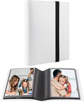 Small Photo Album 4x6 Photos Black Inner Page with Strong Elastic band, Each Small Album Holds 64 Photos, 4x6 Mini Book Photo Pictures Album Birthday Christmas Photo Albums Wedding Anniversary (White)