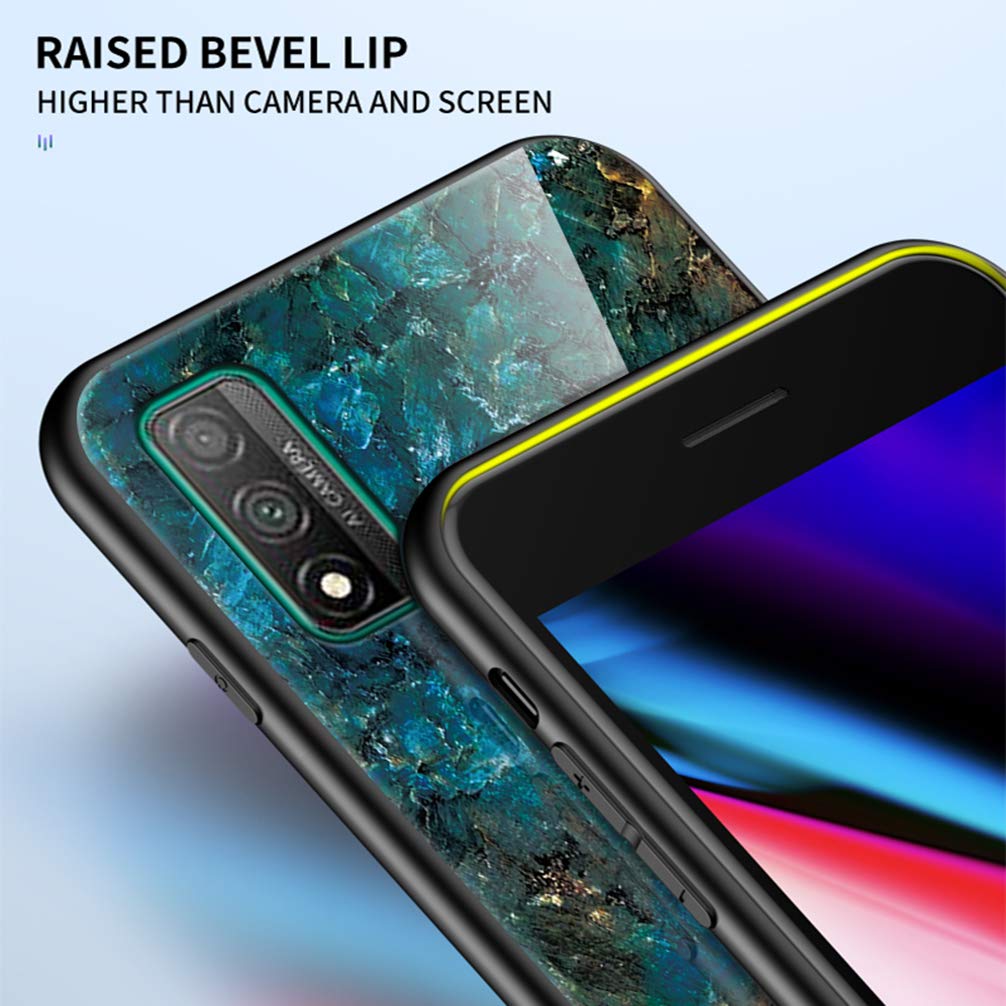 Custodia per Huawei P Smart 2020 Custodia in vetro temperato in marmo All Inclusive Cover morbida in silicone con bordo rigido compatibile con Huawei P Smart 2020-Gold Black