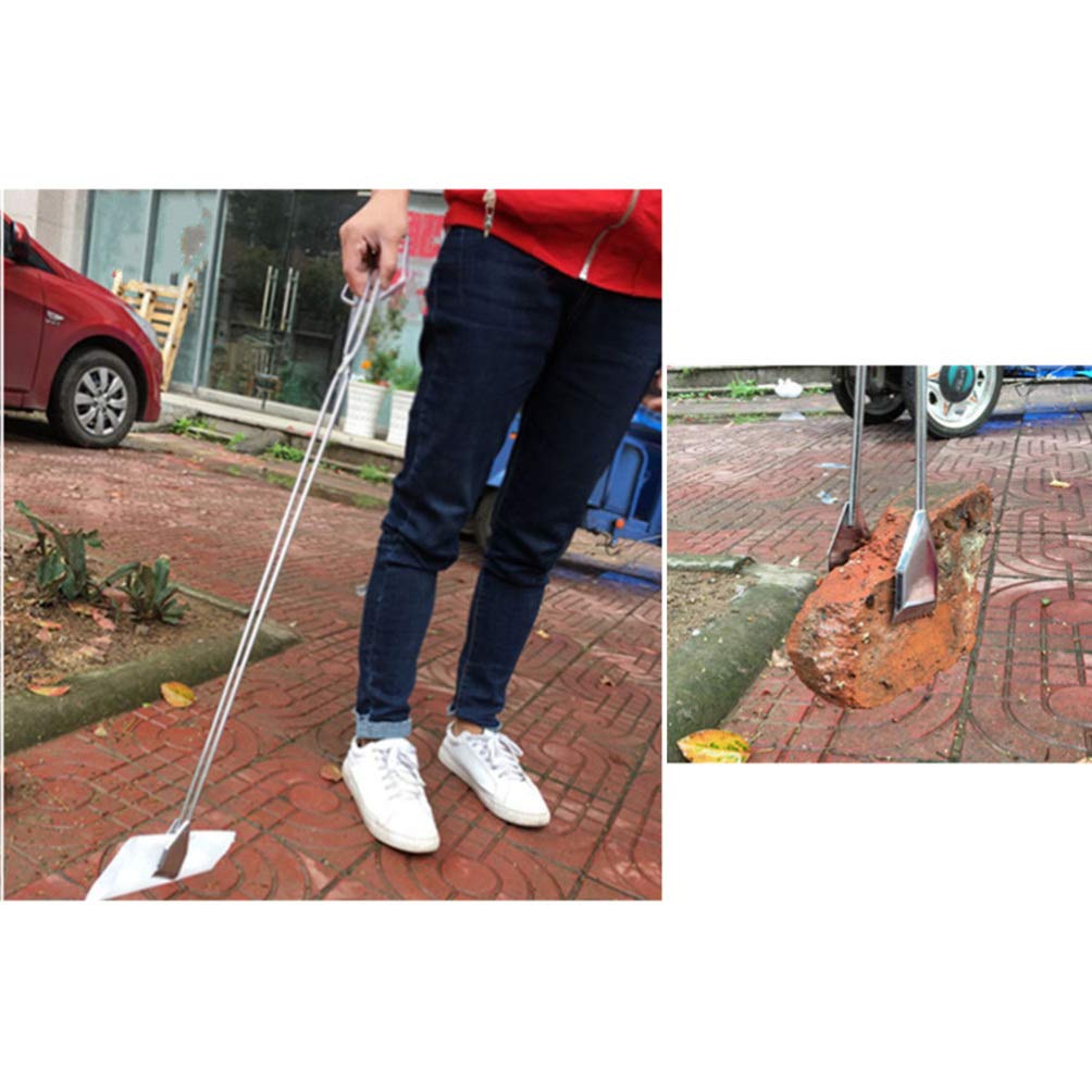 Cabilock Strumento di Raccolta della Spazzatura in Acciaio Inossidabile Pinza per Rifiuti Lunga Pinza a Forma di Forbice Accessori per Barbecue Gadget Esterno (60 Cm)
