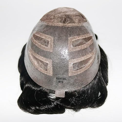 Miniatura 6 de Toupee - Sistema de reemplazo de cabello humano para hombres, piel fina y francesa, firme, encaje frontal, prótesis para hombres (8 x 10 pulgadas,