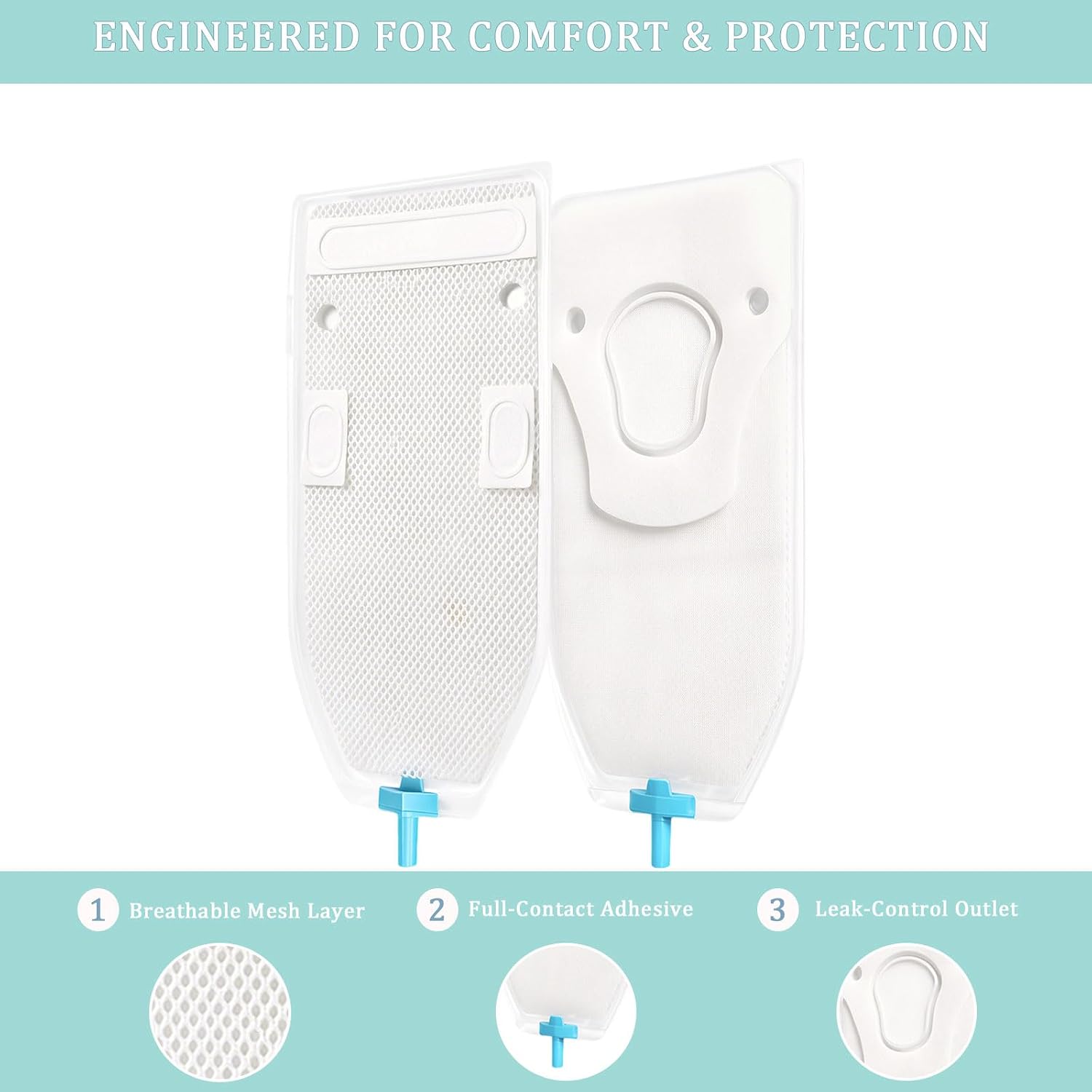 Male External Catheter, Non-Invasive Urinary Management, Absorbent Fabric, Secure Adhesive Fit, 30 Pack
