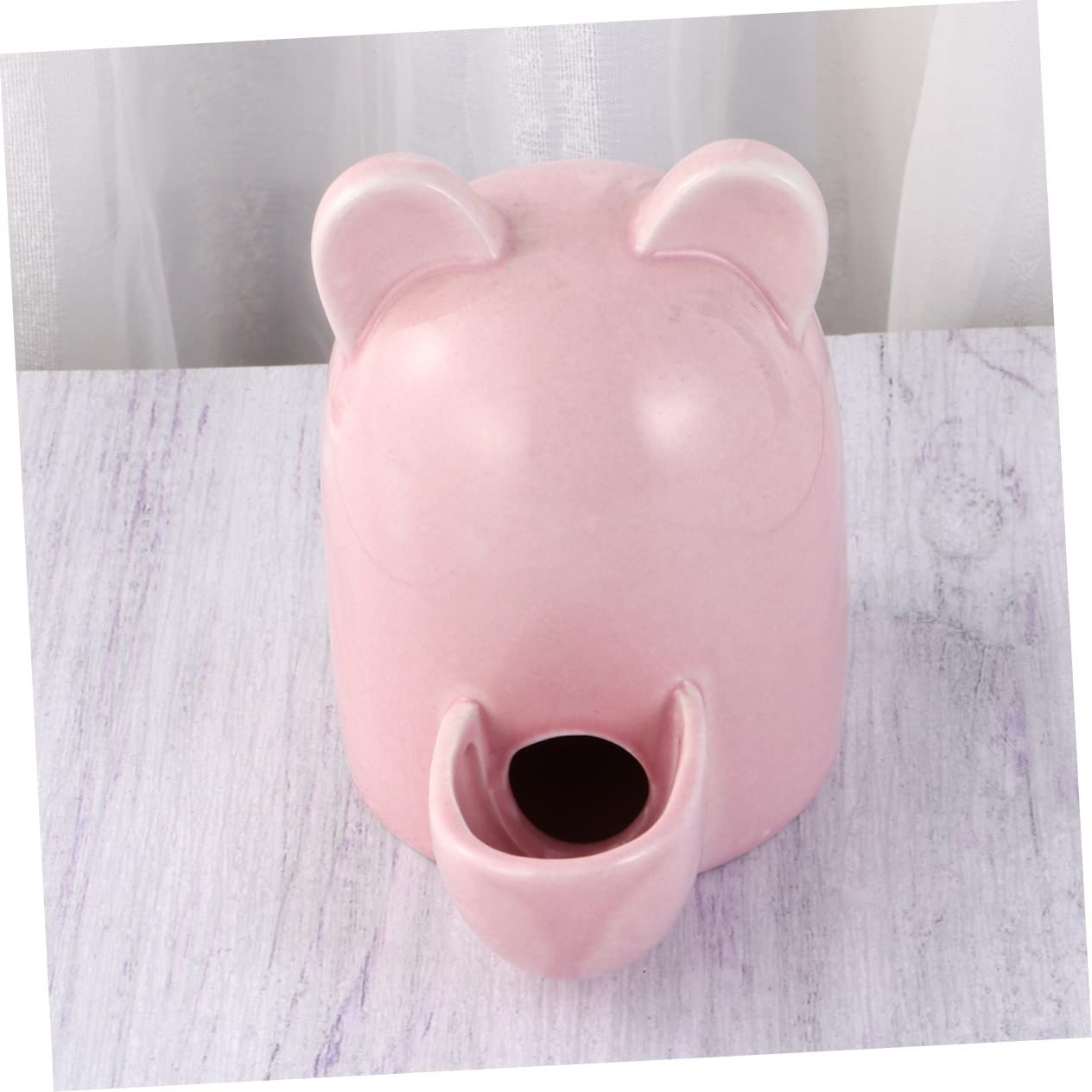 CIYODO Automatic Pet Water Dispenser with Cartoon Cat Ears Self Dispensing Ceramic Bowl for Hamsters Rabbits and Small Pets Red Color Drinking Station and Feeder Supplies