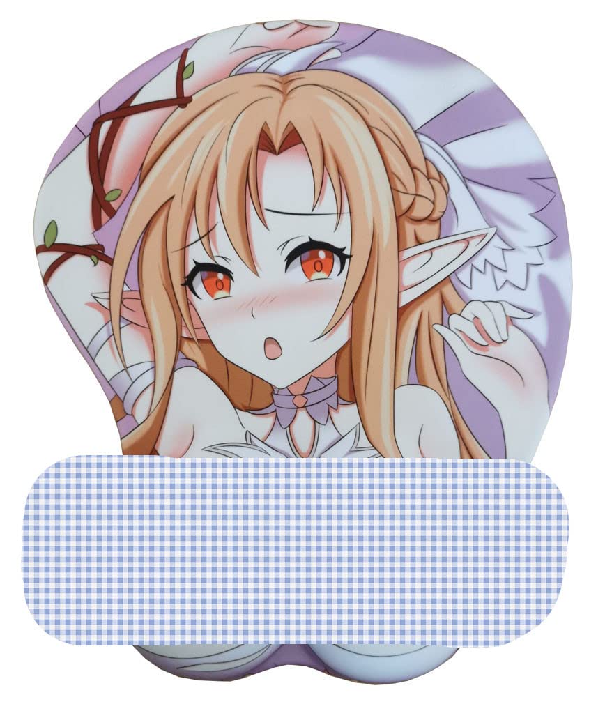 JWZPILLOW 3D Anime Mouse Pads with Rest Gaming Mousepads Non Slip Computer Mouse Mat for Milk Fiber Fabric (Asuna 1)