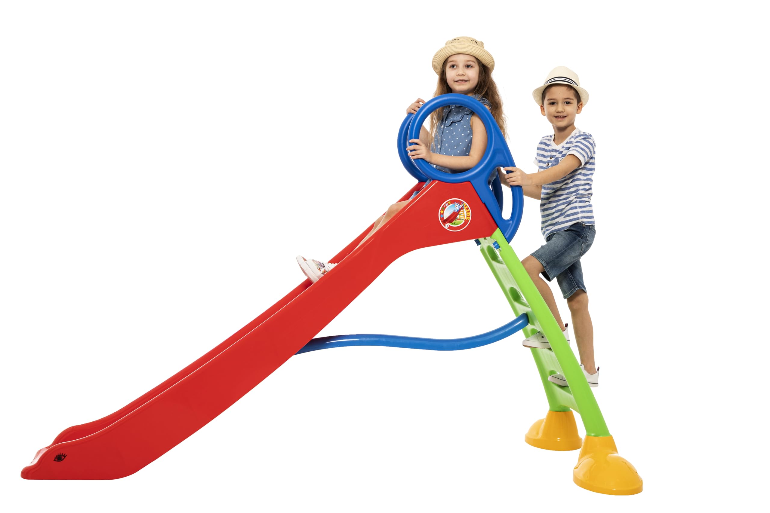 Kinder Rutsche Wasserrutsche freistehend 200 cm rot/grün 2in1