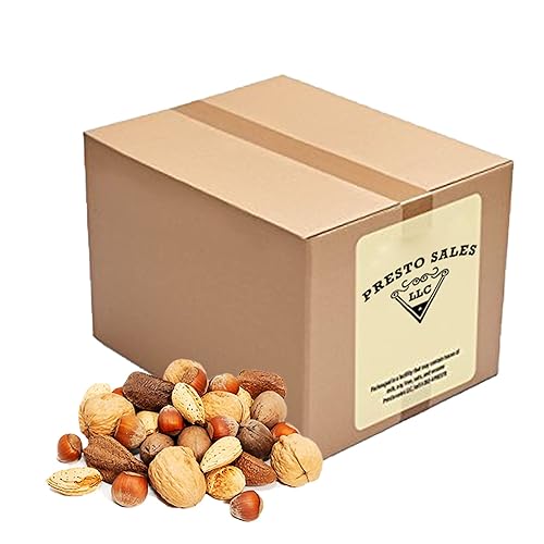 Presto Sales Nueces mixtas en cáscara de 160 onzas "Fancy", nueces de Brasil, avellanas, nueces, almendras y nueces, crudas, frescas, altas en