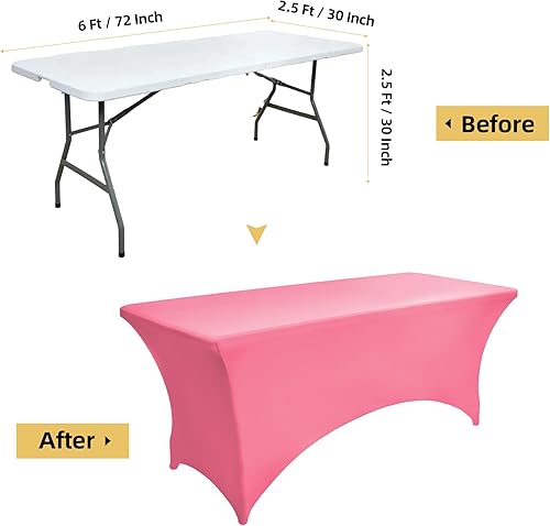 Miniatura 102 de Paquete de 2 Cubiertas de Mesa de Spandex Negro de 6 pies para Mesas Plegables Rectangulares Estándar - Manteles Elásticos Resistentes a las Arrugas