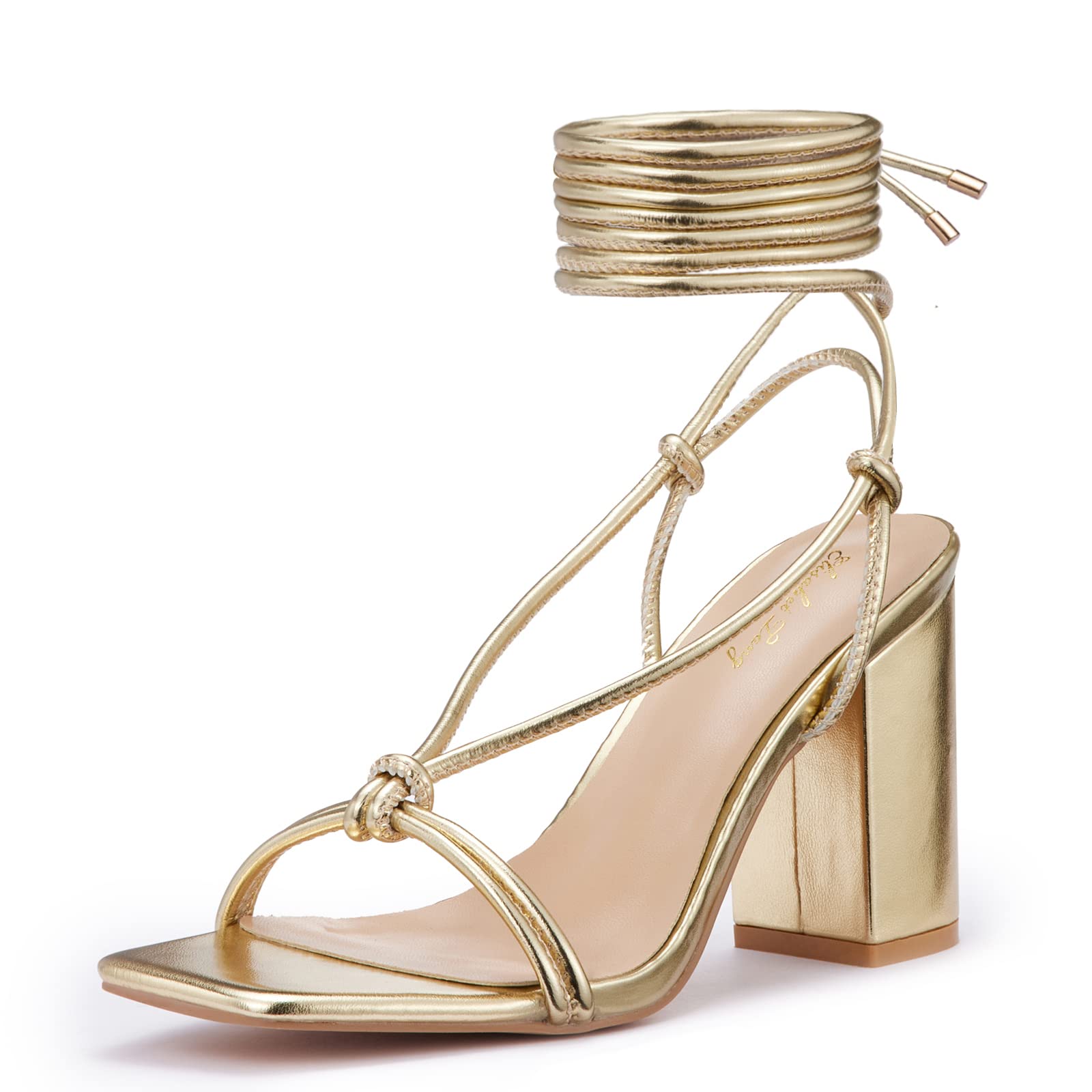 Zhabtuc Damen High Heels Sandaletten Stilettos Schnürsenkel Sandale Eckige Zehen Stiletto Riemchensandalen Zehenring Sommer Heel Sandaletten Cross Strap Party Abschlussball Hochzeit Stöckelschuhe