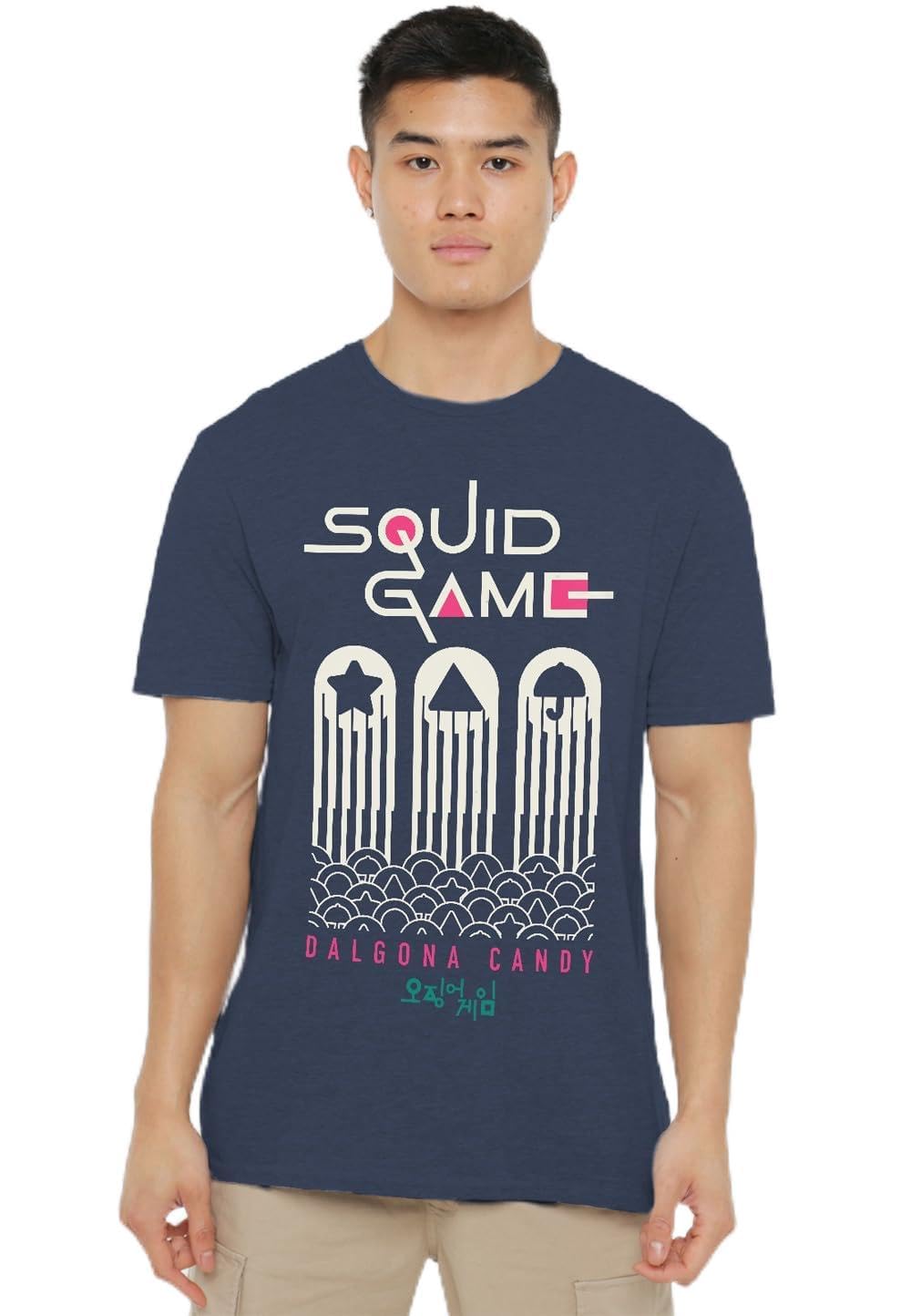 Squid Game Dalgona Candy Shapes Unisex T Shirt, Heather Navy, XXX-Large