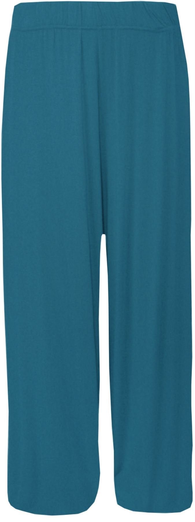 Women's Teal Plus Size Plain Palazzo Wide Leg Flared Trousers Pants - 24-26