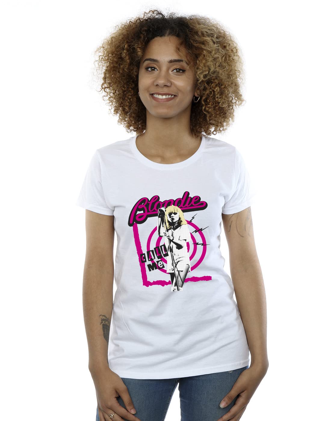 Absolute Cult Women's White Blondie Call Me T-Shirt Large