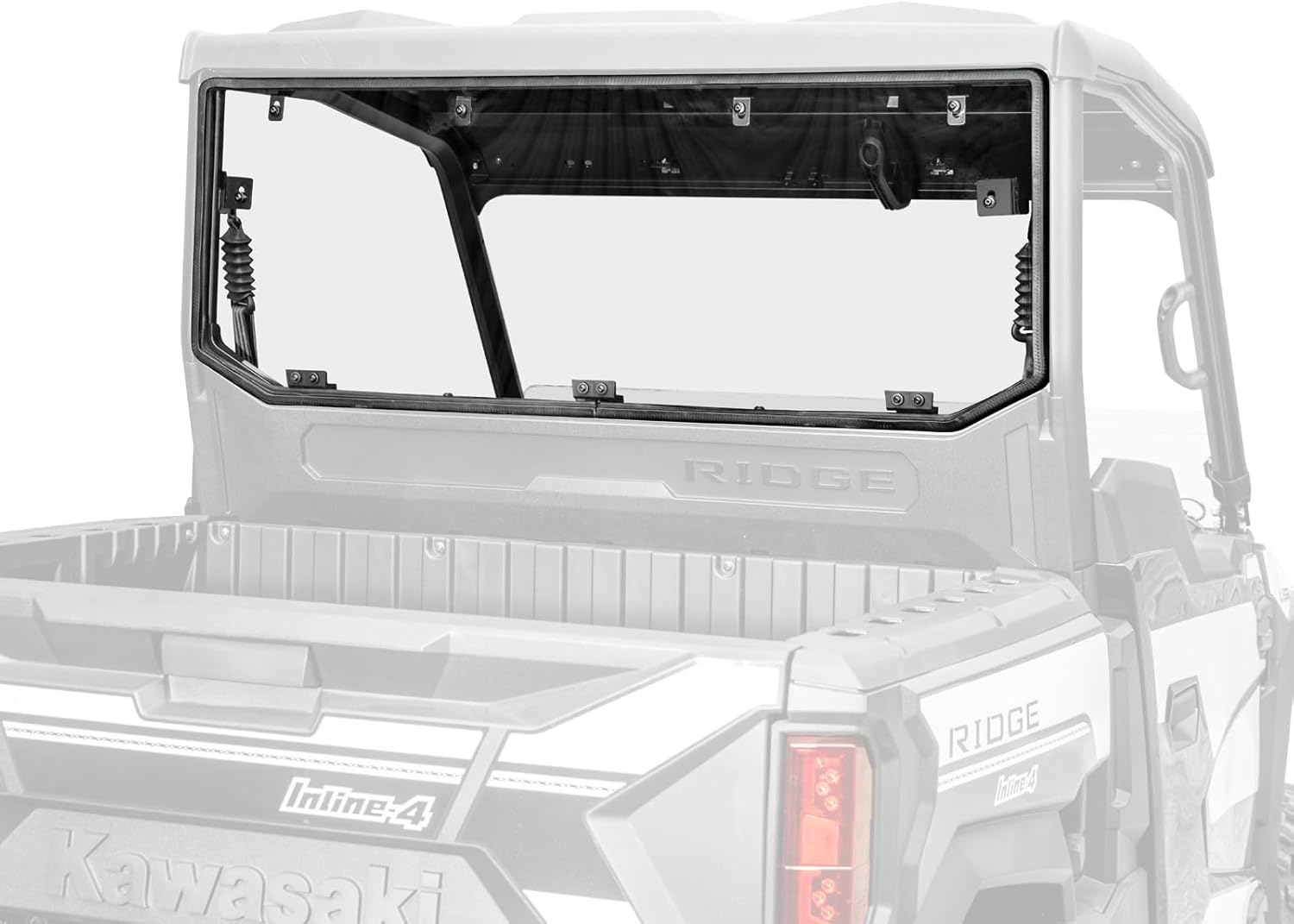SuperATV Rear Windshield Compatible With Kawasaki Ridge | Clear (No Tint)