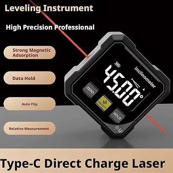 Digital Angle Finder with Laser - 4-Side Magnetic Angle Gauge, Cube Inclinometer with Backlight, Table Saw Miter Protractor, Woodworking Measuring Tool, Gifts for Men