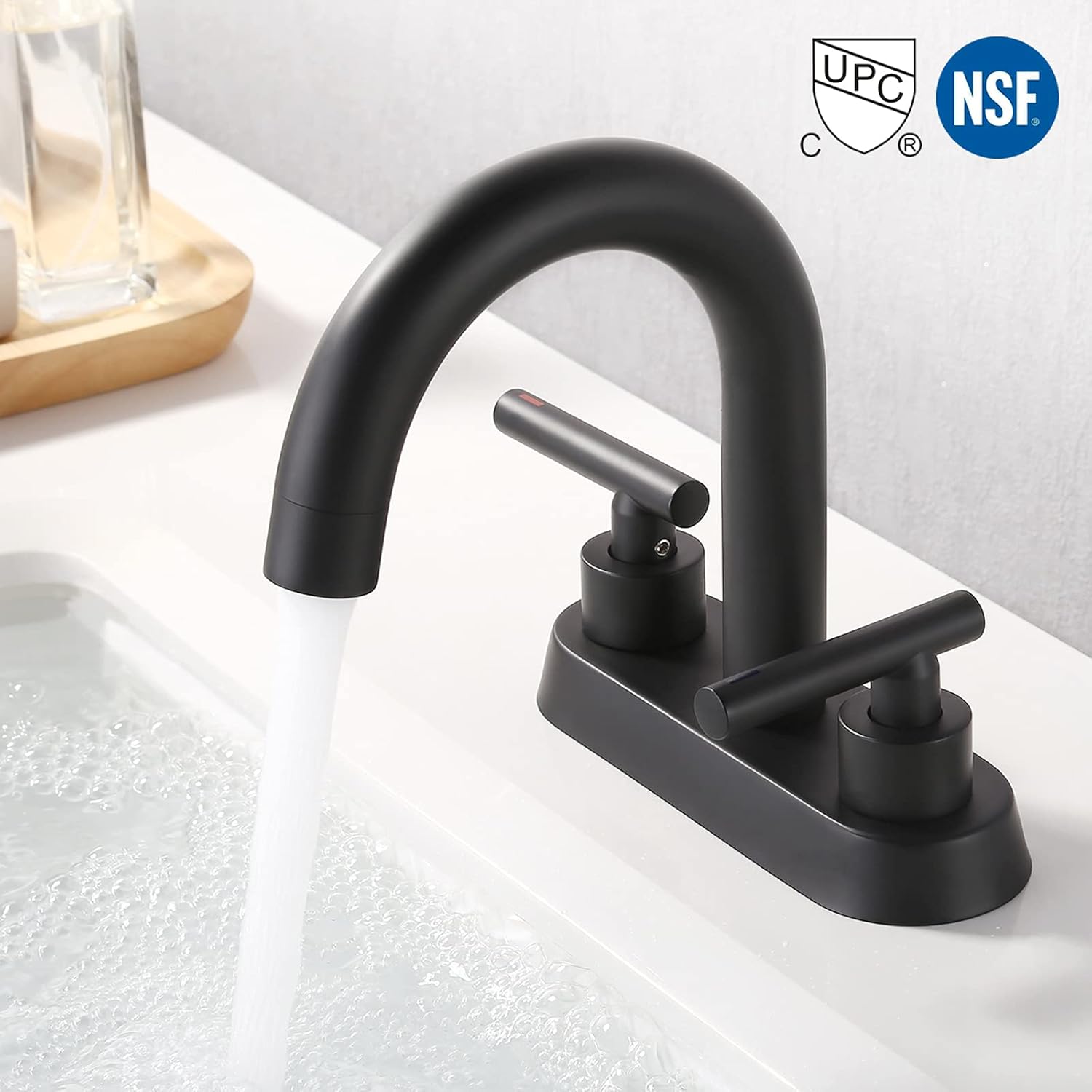 Buy Kes Matte Black Bathroom Faucet Modern 4 Inches Centerset Vanity Sink Faucet Brass