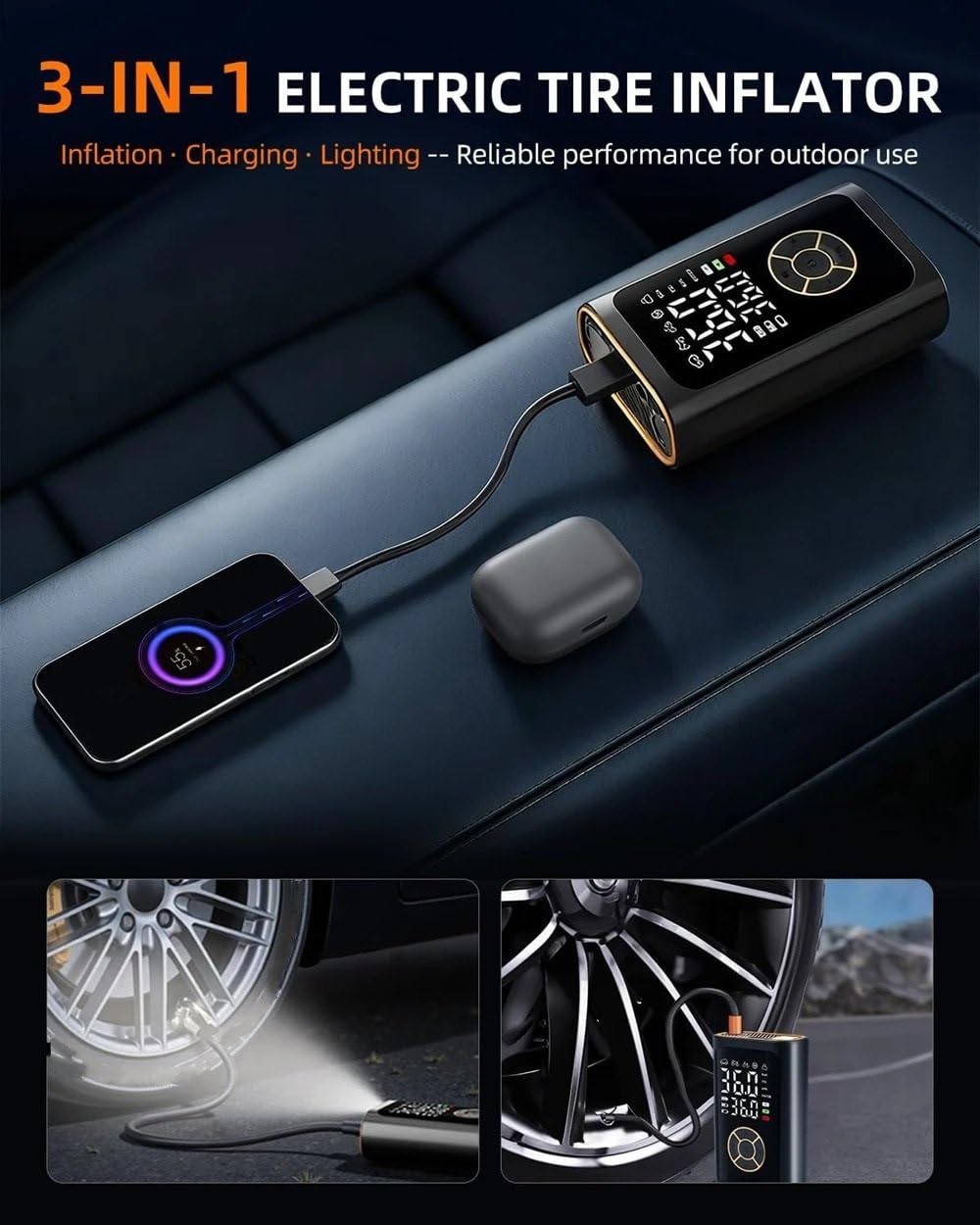 Compresseur Air Gonfleur de pneu de pompe à air Gonfleur Electrique