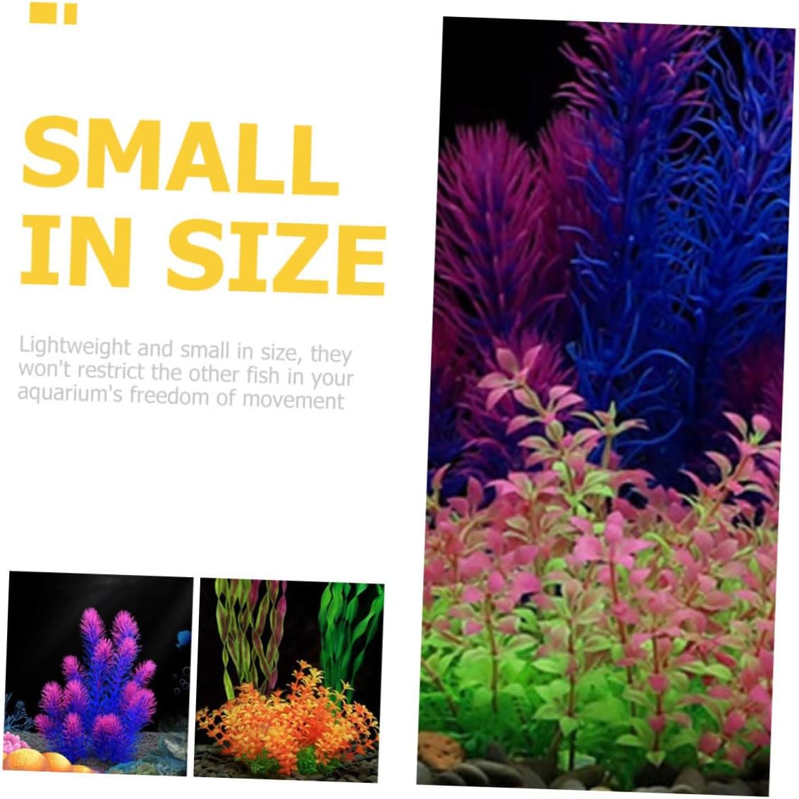 7pcs Aquarium Fake Plants Set, Replaceable Plastic Aquatic Grass Ornaments, Fish Tank Landscape Decor for Freshwater Tanks, Purple