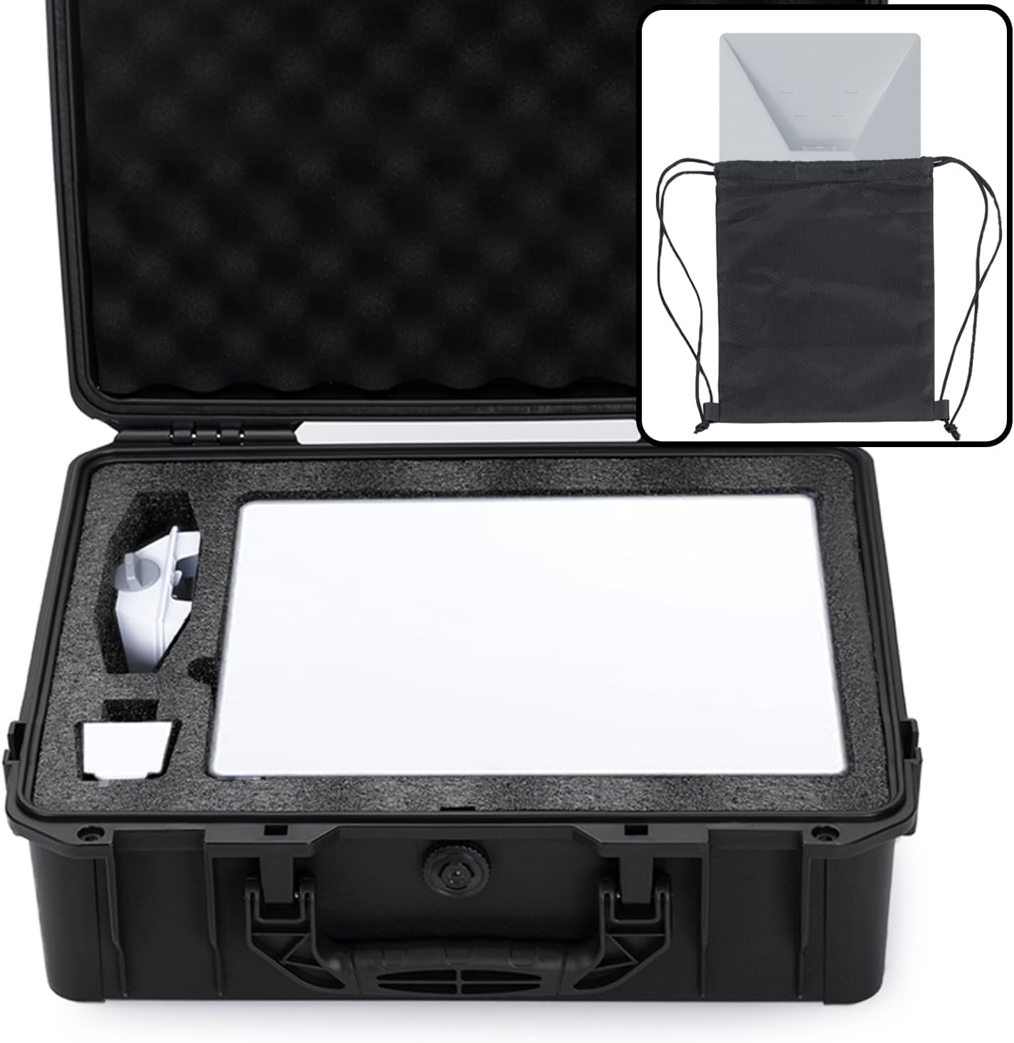 Waterproof Hard Case fits Starlink Mini Dish Kit, Starlink Mini Case with WIFI Carrying Bag - Suitable for Starlink Mini, Kickstand, Pipe Adapter, Cables & More, Durable Foam - Dual Layer Shock