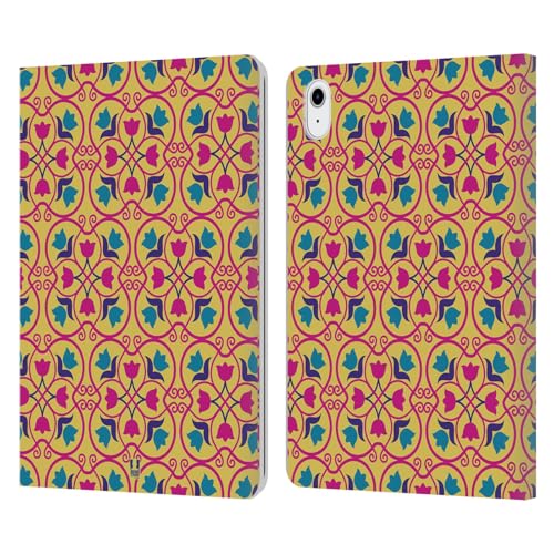Carcasa tipo libro para iPad Air 2020 amarilla con patrones marroquíes de cuero