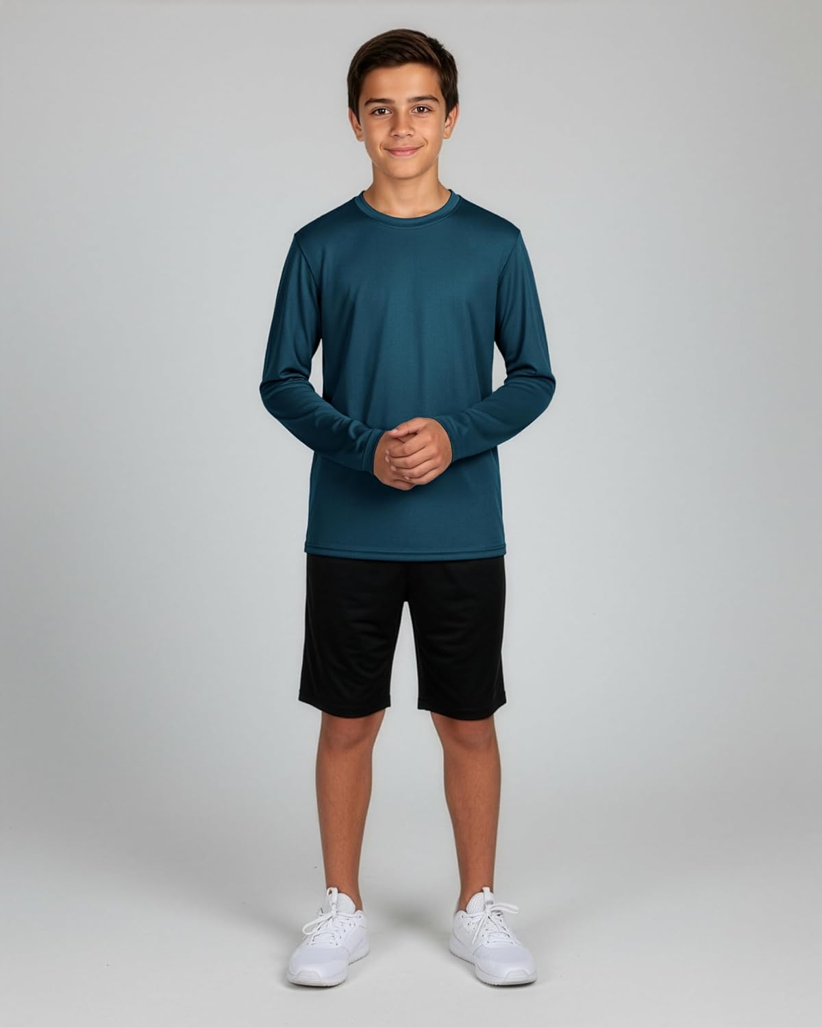 Real Essentials 4 Pack: Boys' Mesh Long Sleeve Athletic T-Shirt - Kids Teens Youth Active Tees Running Tops (Ages 4-18) - Image 4