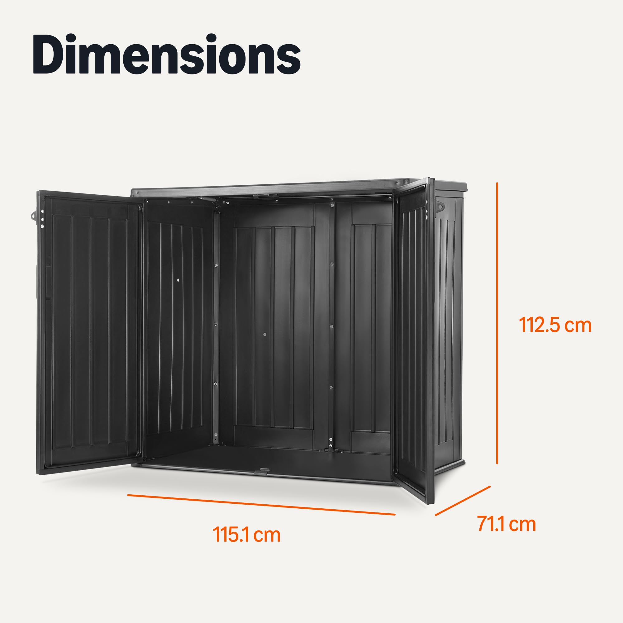 Amazon Basics – Abri de Rangement,Noir,116cm x 70,5cm x 112,8cm