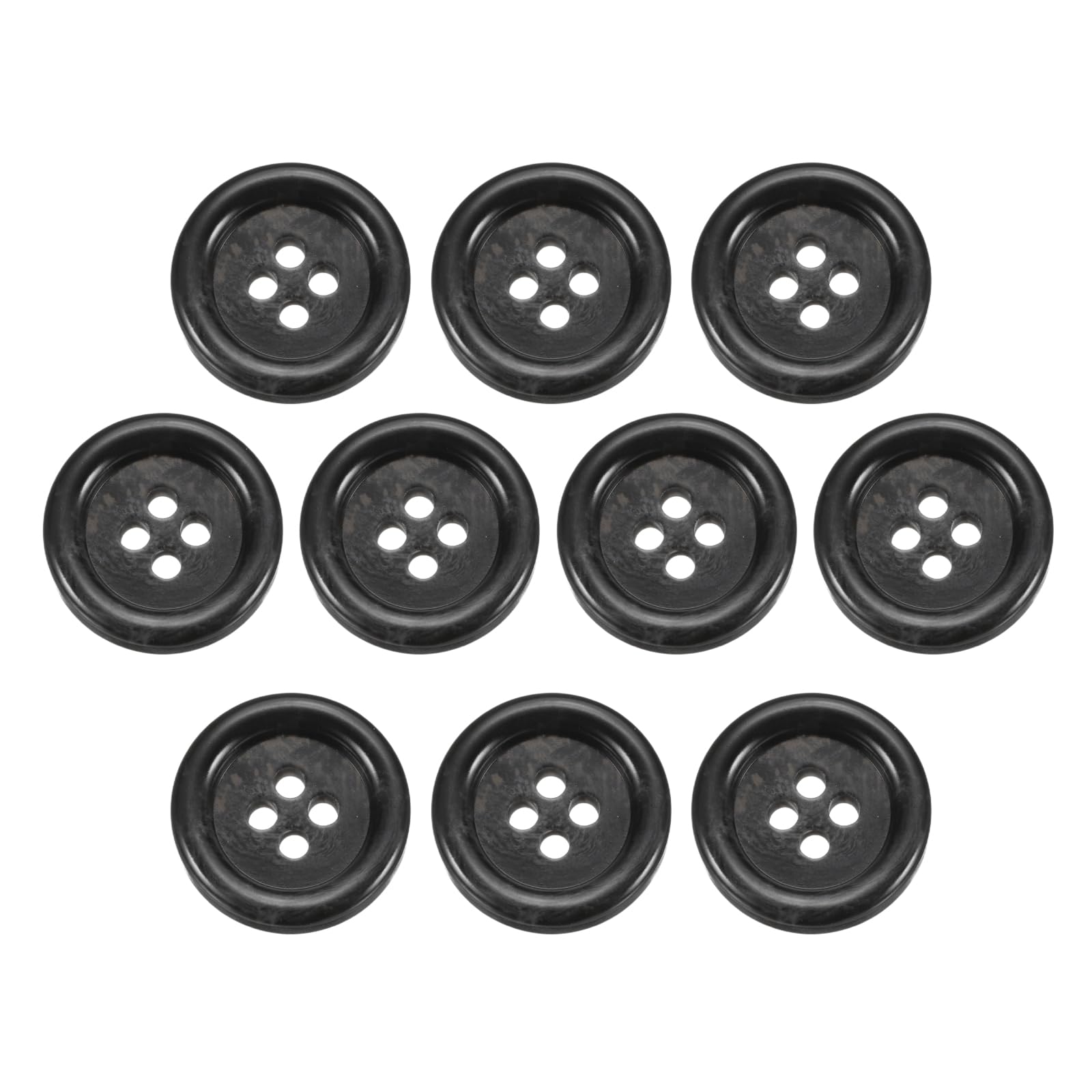 sourcing map 10pcs Resin Sewing Button, 18mm 11/16-Inch 4 Holes Round Pattern Flatback Buttons for Coat, Suits, Clothes Garment & DIY Crafts, 5#Black