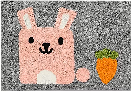 Bath Mat Cute Shower Rug, Luxury Shaggy High Absorbent and Anti Slip, Machine Washable Fit for Bathtub, Shower and Bath Room, (19.68"x 31.49", Pink