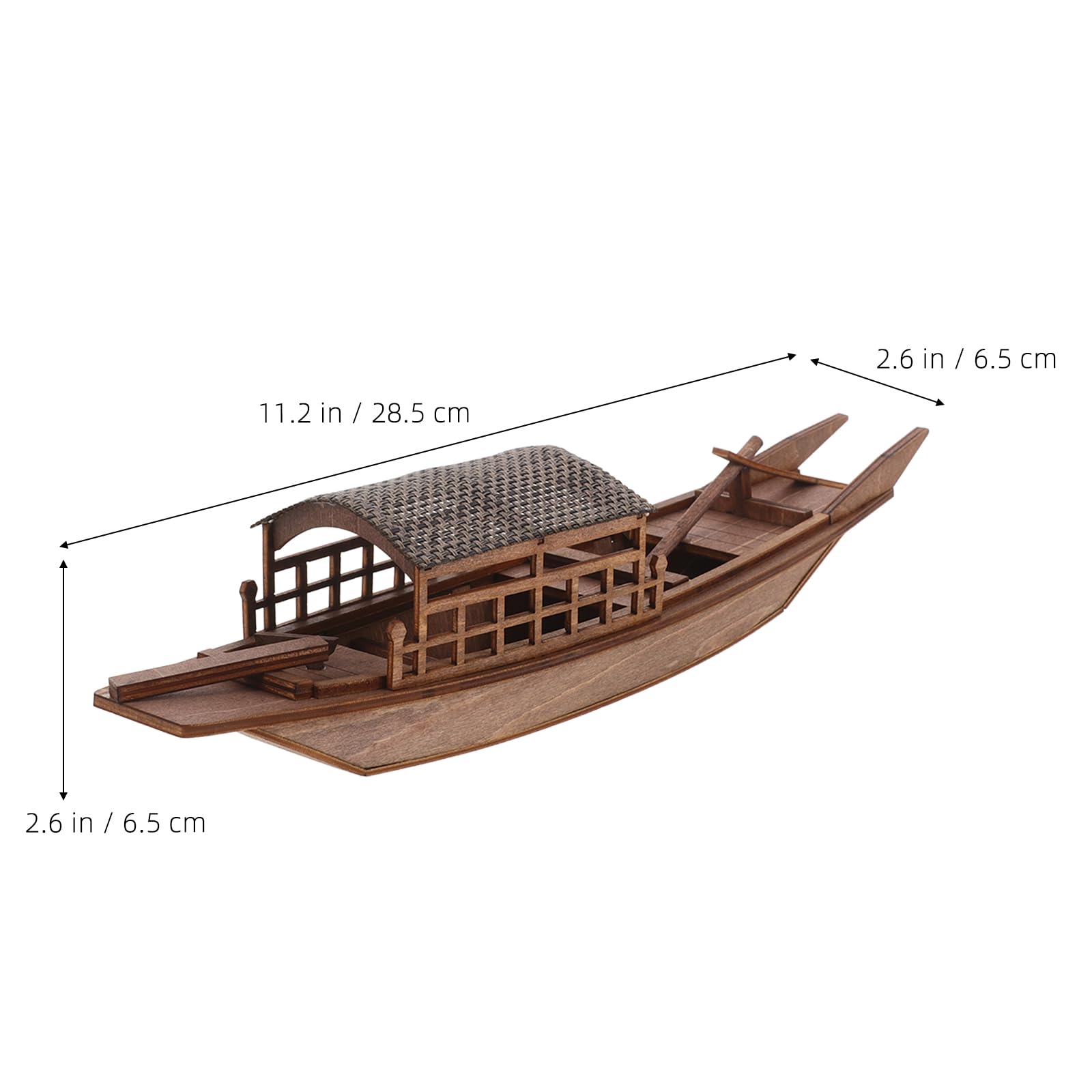 LUOZZY Wooden Canoe Model Small Boat Crafts Desktop Boat Model