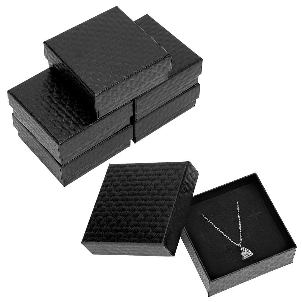 40 boîtes à bijoux en carton noir 7.4x7.4cm pour bagues et colliers