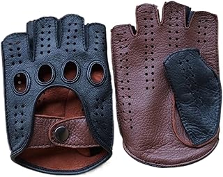 Guantes de Cuero con semidedo for Hombre Guantes sin Dedos sin Forro for Hombre Manopla Masculina (Color : Brown, Size : X-Large)