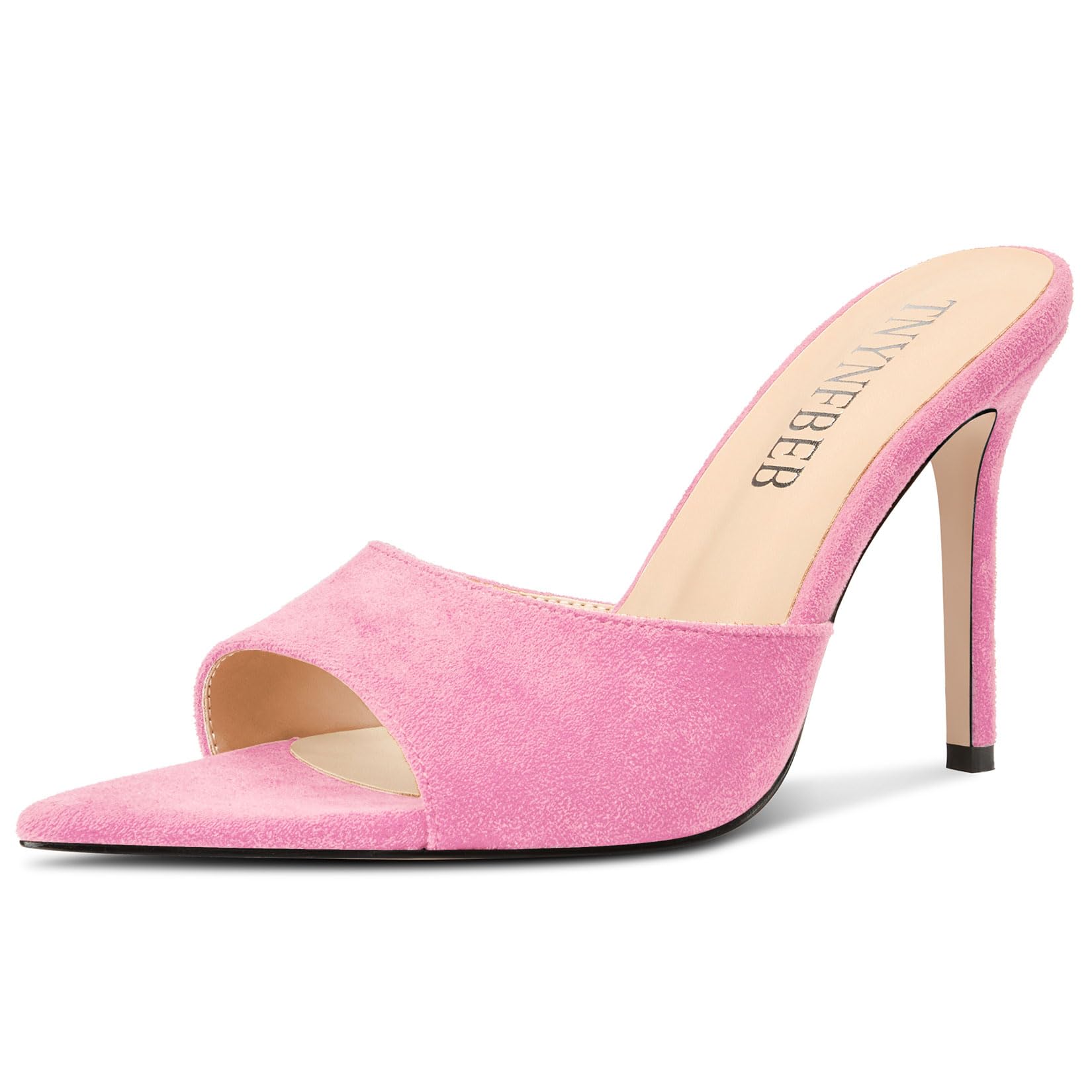 TNYNFBEB Womens Stiletto High Heel Pointed Open Toe Sandals Mules Shoes Slingback Slip-on Prom Party Dress Summer 3.9 Inches Heels