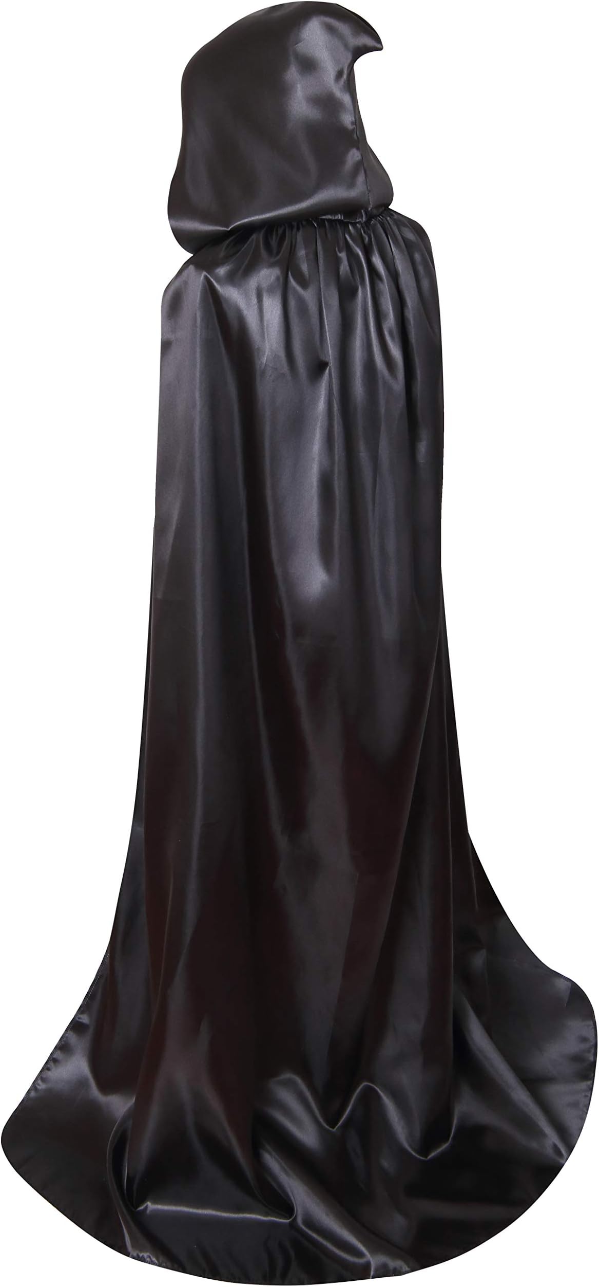 BIGXIANExtra Long Hooded Satin Cloak, Halloween Christmas Fancy Cape